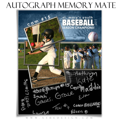 Autograph Memory Mates Design (8x10) - Baseball
