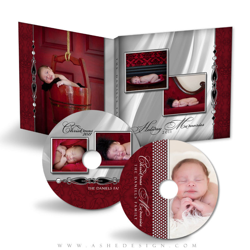 CD/DVD Label & Case Design Set - Christmas Bling