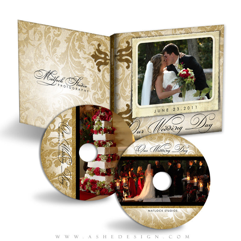 CD/DVD Label & Case Design Set - Gold Leaf