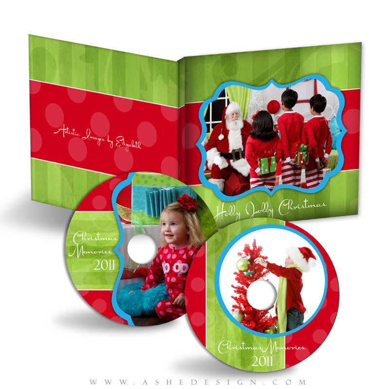 CD/DVD Label & Case Design Set - Holly Jolly Christmas