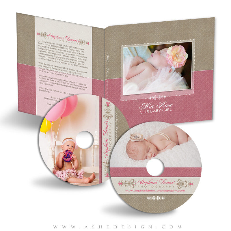CD/DVD Label & Case Design Set - Raspberry Cream
