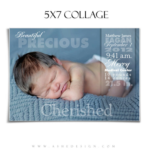 Ashe Design | 5x7 Newborn Photography Template | Sculpting Words