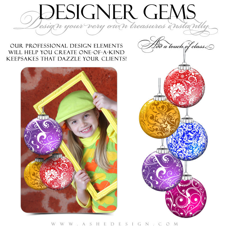 Designer Gems - Swirly Ornaments Color