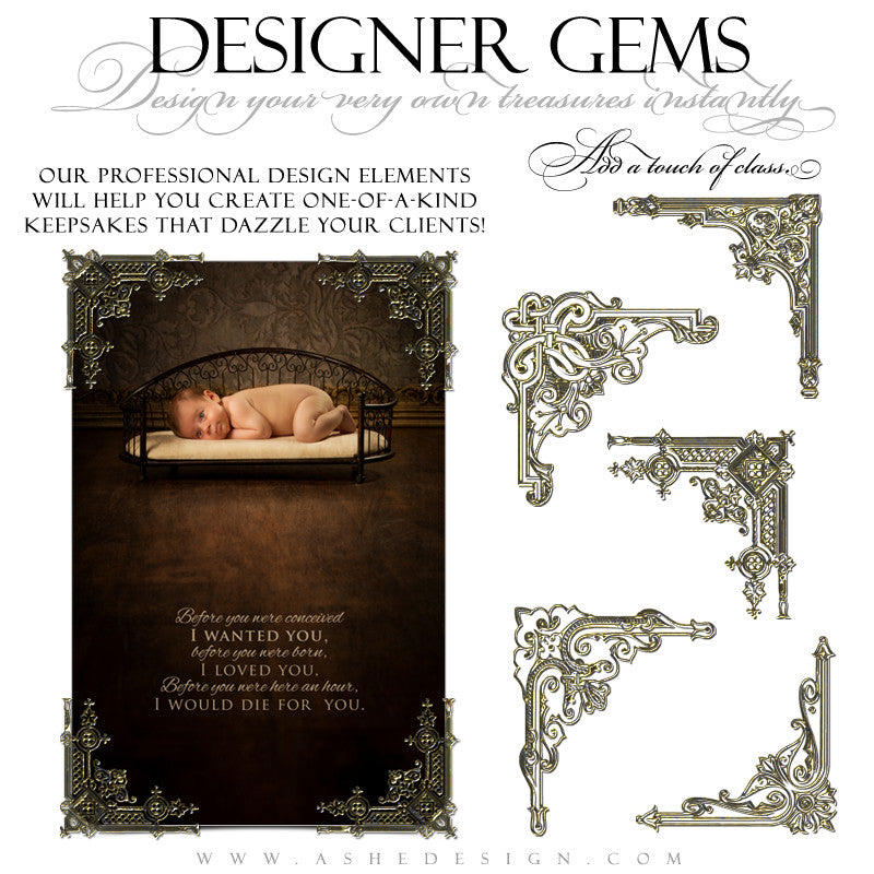 Designer Gems - Gold Filigree Corners