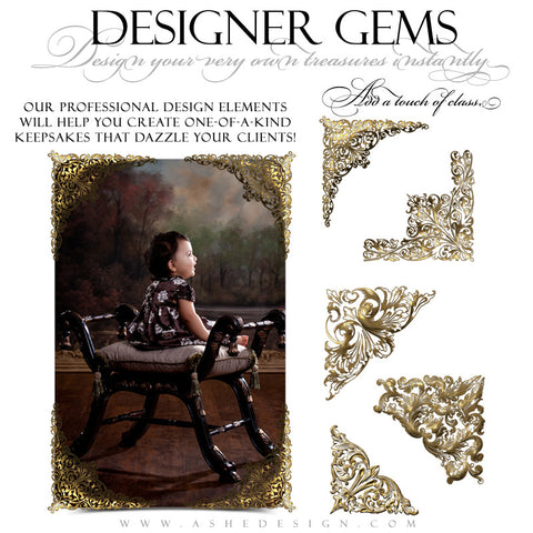 Designer Gems - Gold Leaf Corners