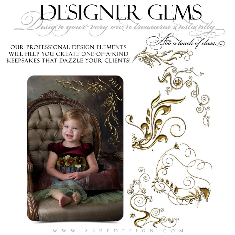 Designer Gems - Gold Leaf Fantasy Swirls