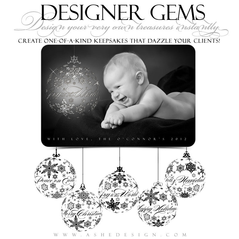 Designer Gems - Snowflake Ornament Greeting Stamps