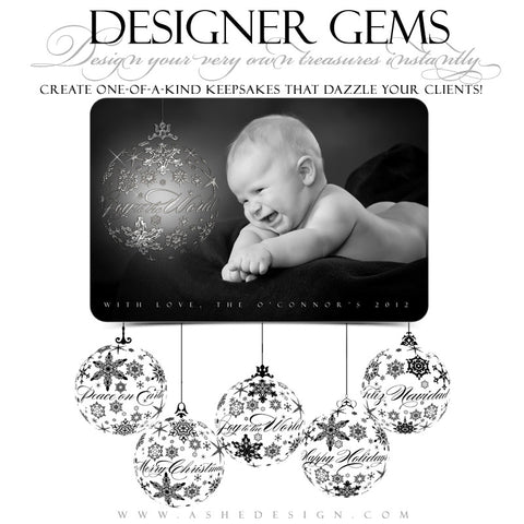 Designer Gems - Snowflake Ornament Greeting Stamps