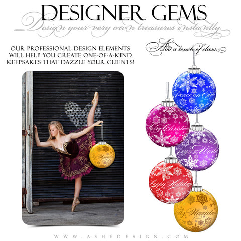 Designer Gems - Snowflake Ornament Greetings Color