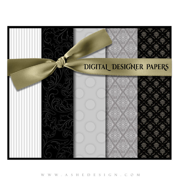 Digital Designer Paper Set - Classic Black & White