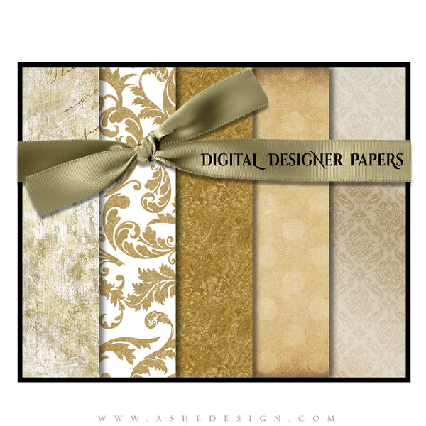 Digital Designer Paper Set - Gold Leaf