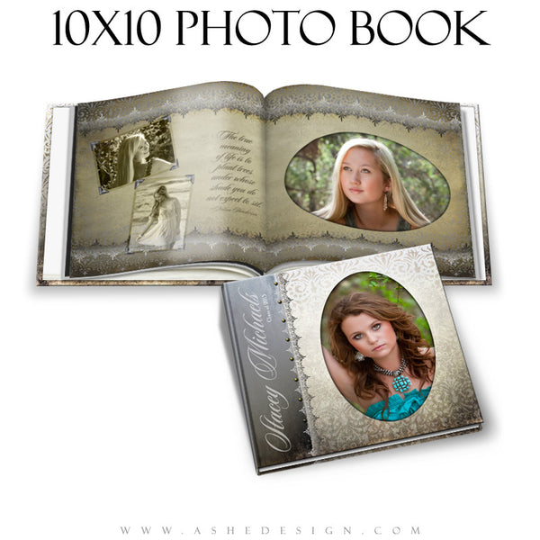 Senior Girl Photo Book Templates (10x10) - Antique Damask