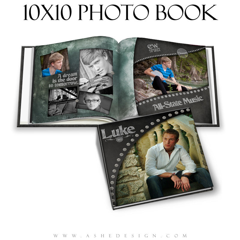 Photo Book Template (10x10) - Chalkboard Senior Boy
