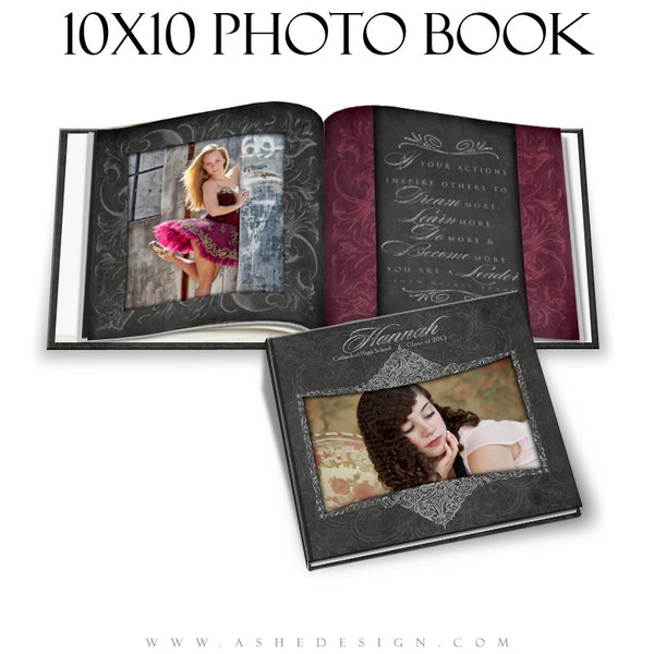 Photo Book Template (10x10) - Chalkboard Senior Girl