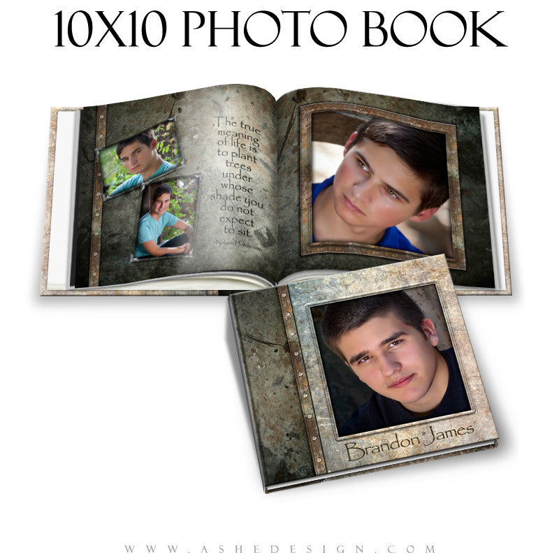 Ashe Design | Senior Boy Photo Book 10x10 Template | Granite cover