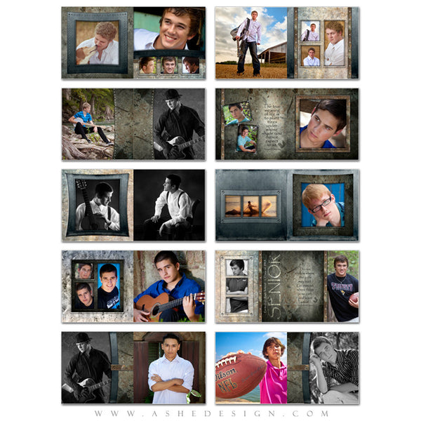 Ashe Design | Senior Boy Photo Book 10x10 Template | Granite pages
