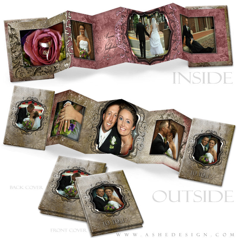 Photo Book Design Template (2.5x3.5 Wallet Accordion) - Engraved Elegance