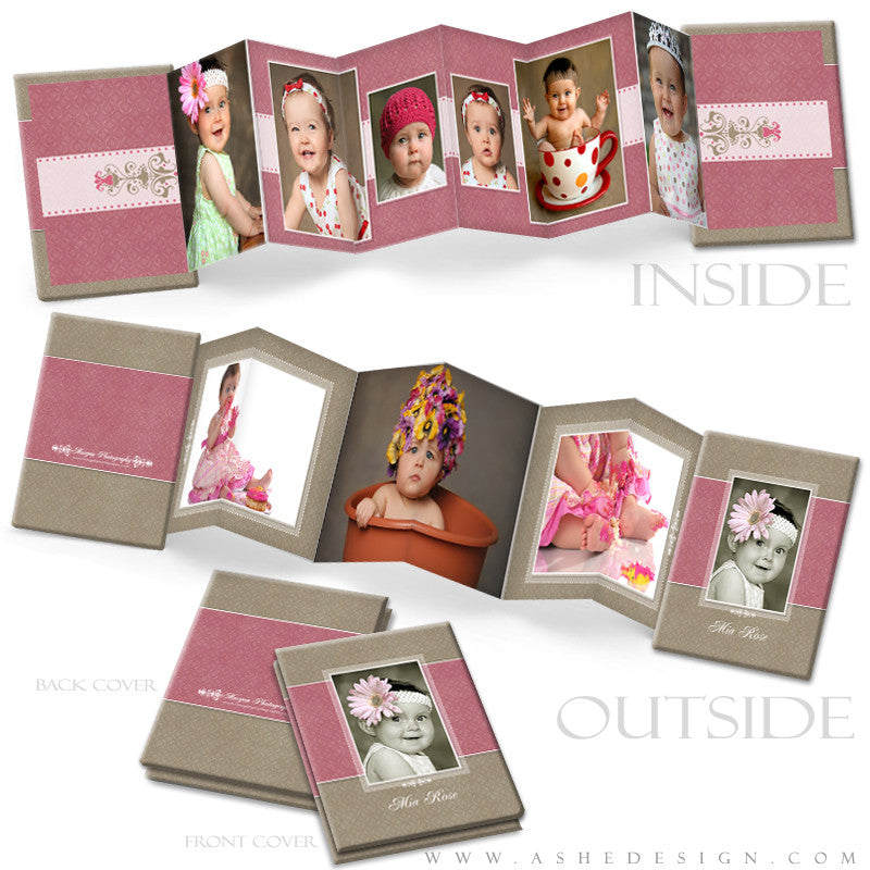 Photo Book Design Template (2.5x3.5 Wallet Accordion) - Raspberry Cream