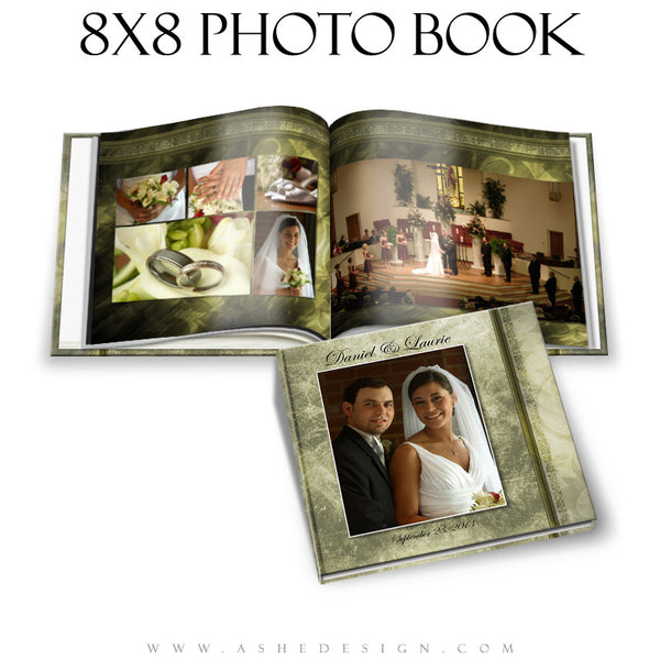Photo Book Templates 8x8 | Elegant Brushed Grunge open book
