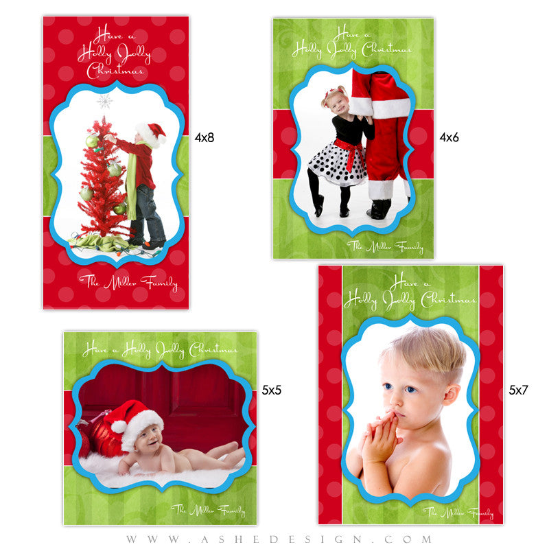 Christmas Photo Card Set - Holly Jolly Christmas