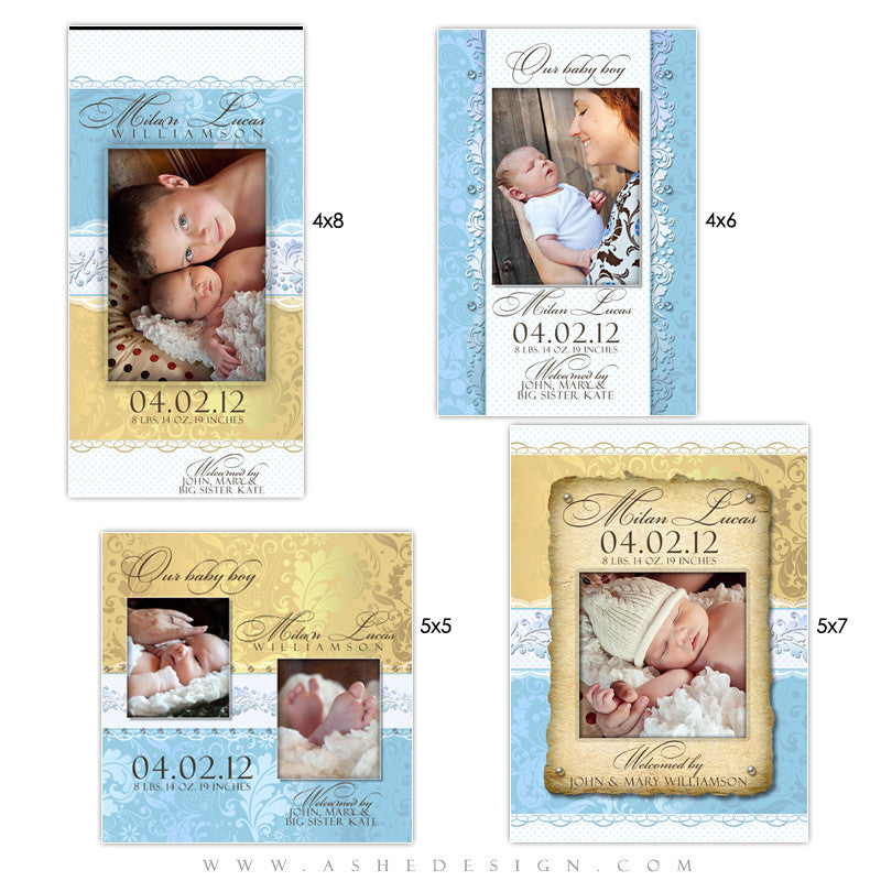 Milan Lucas Photo Card Templates for Newborns