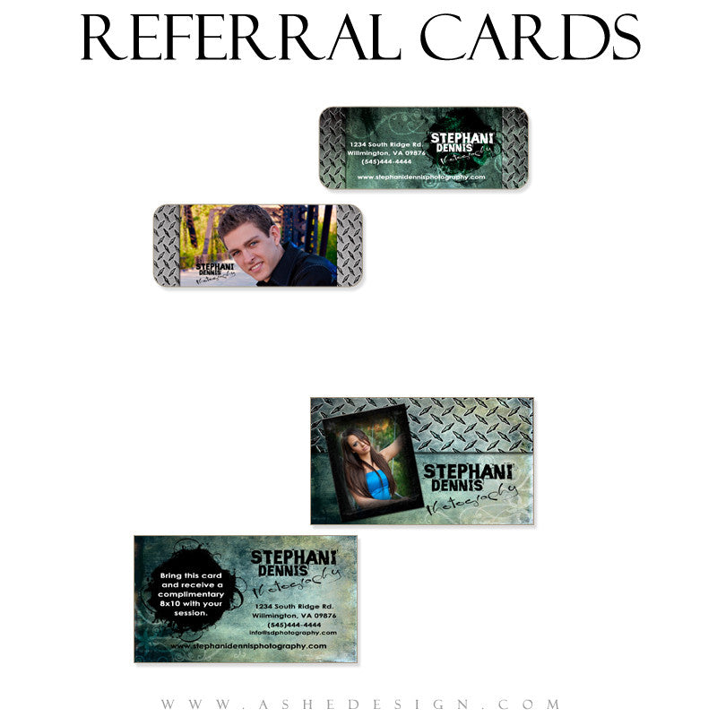 Referral Card Designs - Blue Latte Grunge