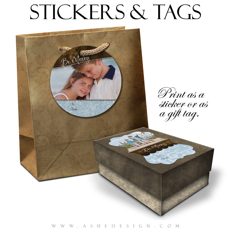 Christmas Sticker Tag Set - Be Merry