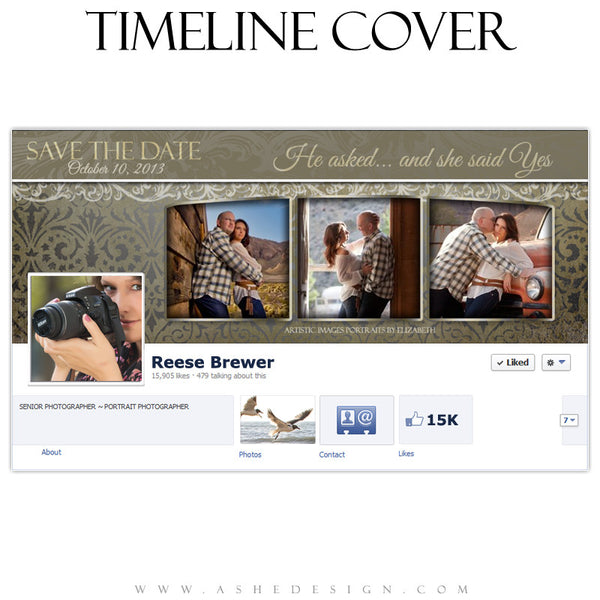 Facebook Timeline Cover Template | Antique Damask – AsheDesign