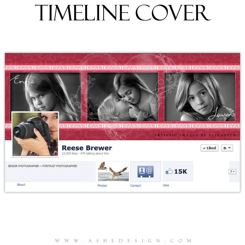 Timeline Cover Design - Hearts & Swirls