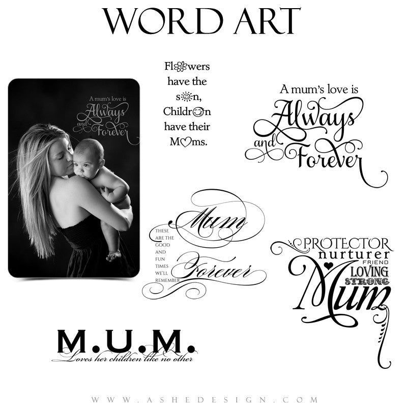 Ashe Design | Mum Word Art Overlays