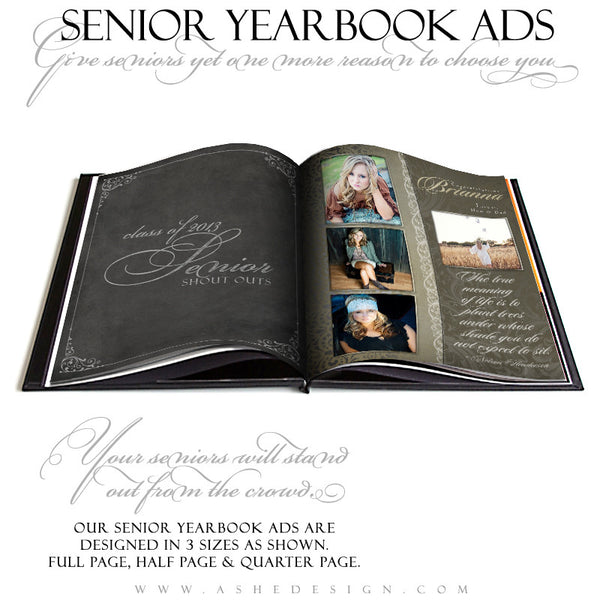 Antique Damask Yearbook Templates for Photographers