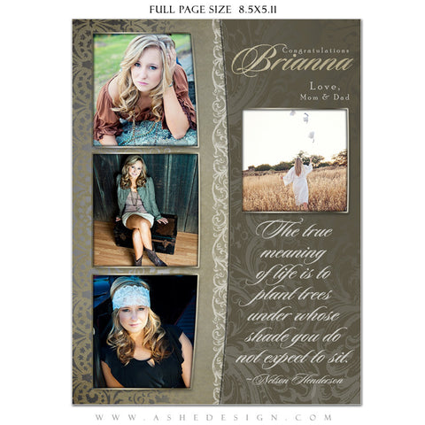 Antique Damask Yearbook Templates for Photographers