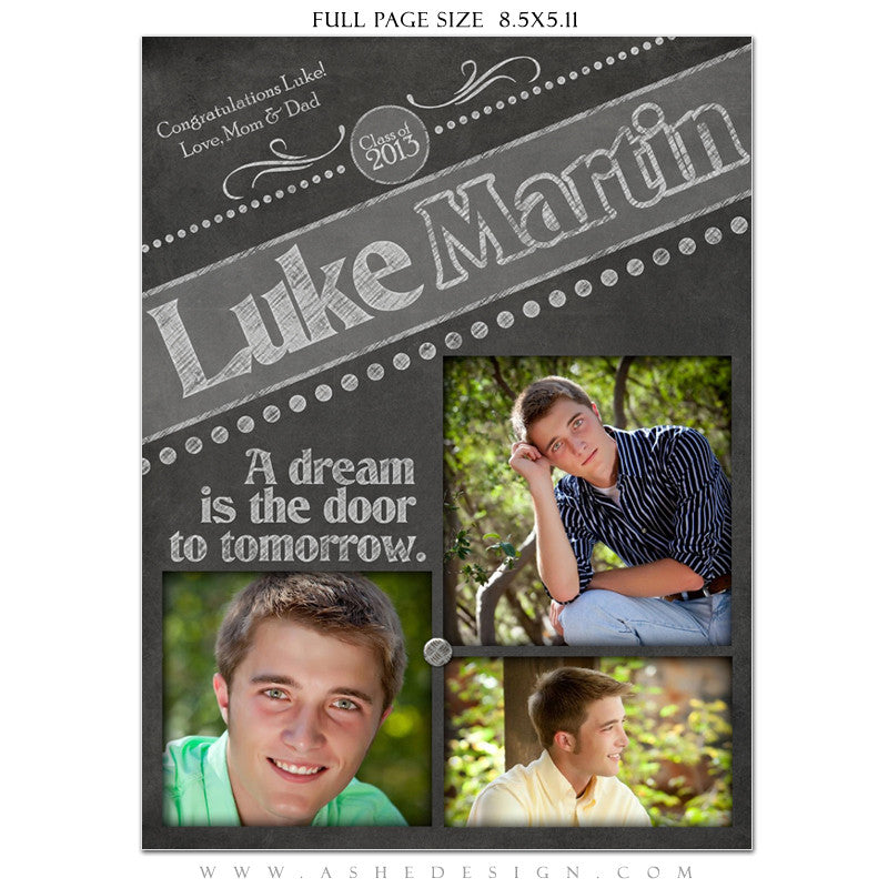 Chalkboard Senior Boy Yearbook Templates for Photographers