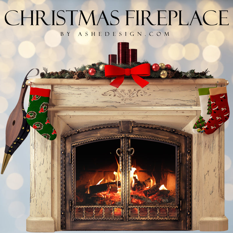 Ashe Design Designer Gems - Christmas Fireplace with Stockings