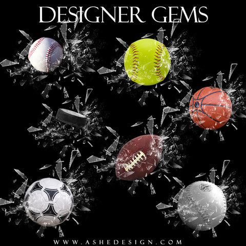 Ashe Design Overlays Shattered Sports Balls