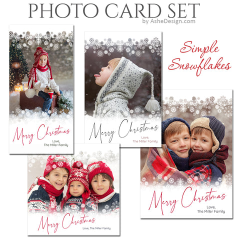 Christmas Photo Card Set - Simple Snowflakes