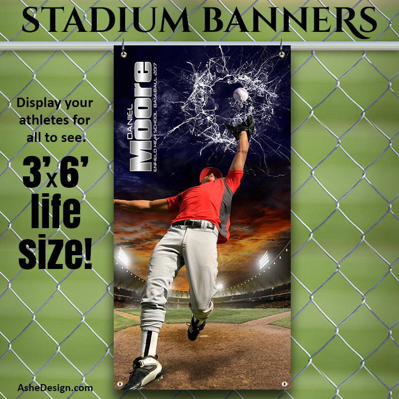 Amped Sports Banner 3'x6' - Smashing Through Baseball