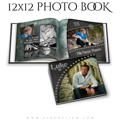 Photo Book Template 12x12 | Chalkboard Senior Boy cover