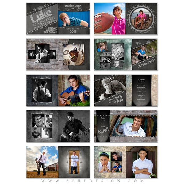 Photo Book Template 12x12 | Chalkboard Senior Boy pages