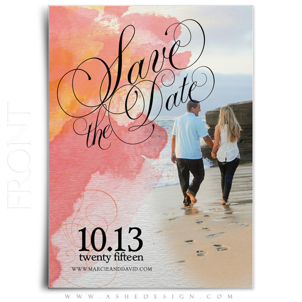 Save The Date Photography Templates | Watercolor front