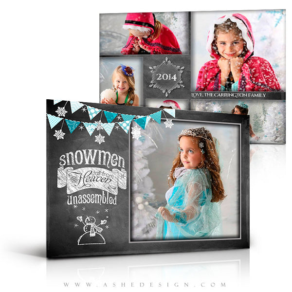 Christmas Card Photoshop Templates | Chalkboard Snowmen