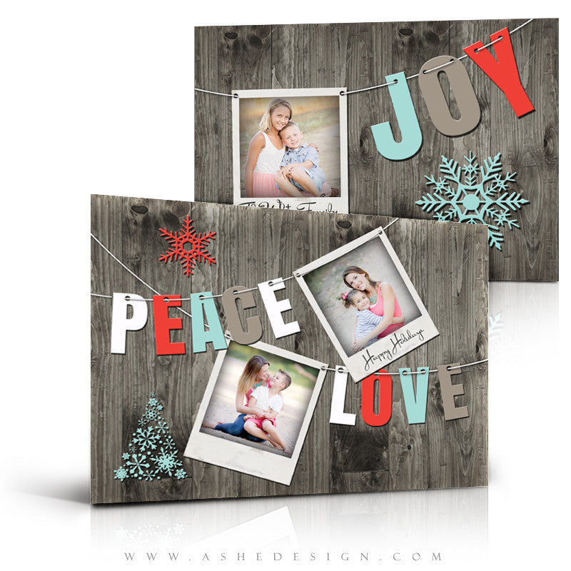 Christmas Card Photoshop Templates | Holiday Pennant