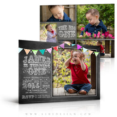 5x7 Flat Birthday Invitation - Chalkboard Banner
