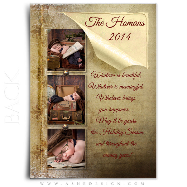 Christmas Card Photoshop Templates | Scrolled Holiday back