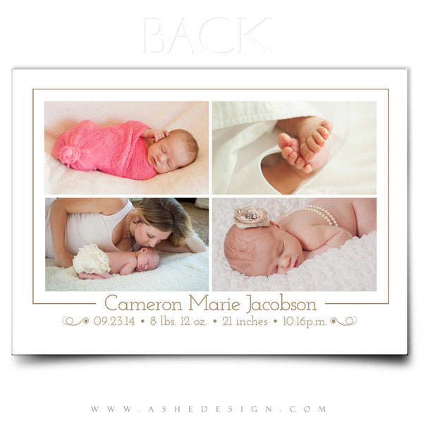 5x7 Birth Announcement | Looking Down On Heaven back
