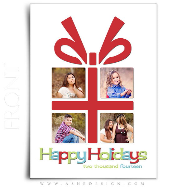 Christmas Card Photoshop Templates | The Gift front