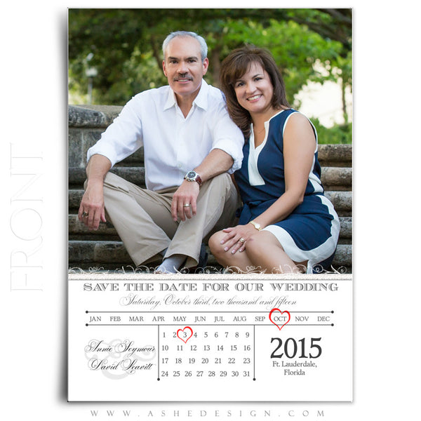 Save The Date Templates | Heart Calendar front