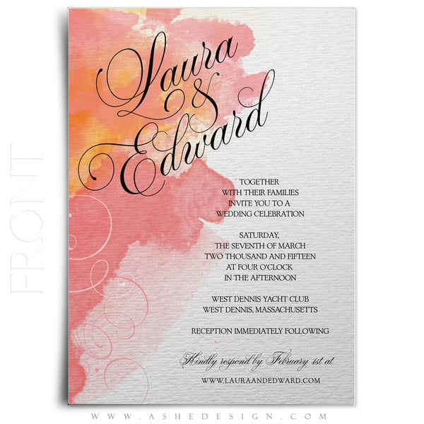Watercolor Wedding Invitation Template front