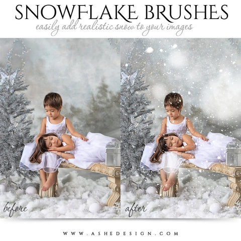 Ashe Design | Photoshop Brush Set | Realistic Snowflakes example 1