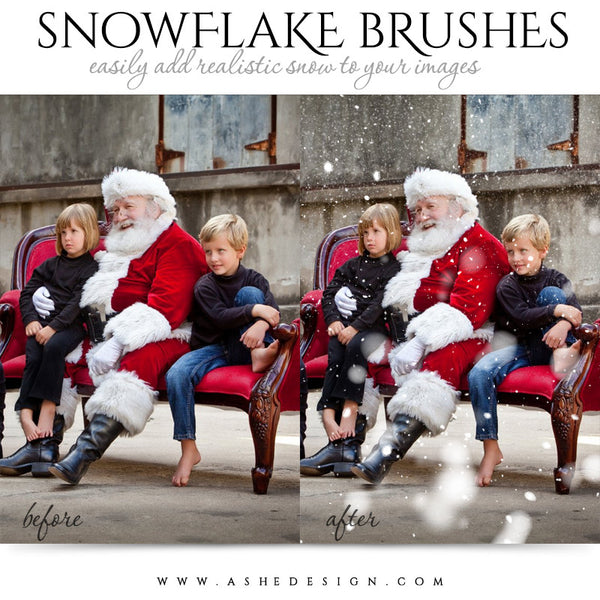 Ashe Design | Photoshop Brush Set | Realistic Snowflakes example 3